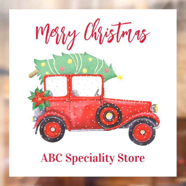 Christmas Red Truck White Festive Window Cling (Sheet 2)