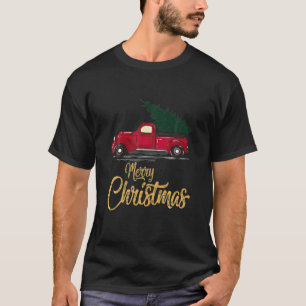 Christmas Red Truck Xmas Tree Vintage Gifts Merry T-Shirt