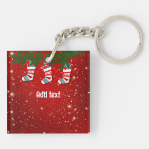 Christmas Red Twinkle template Key Ring