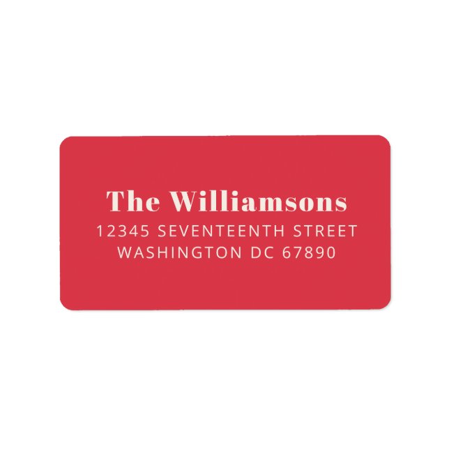 Christmas Red Typography Custom Return Address Label (Front)