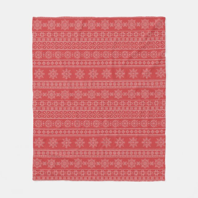 Christmas red ugly sweater xmas knitwear snowflake fleece blanket (Front)
