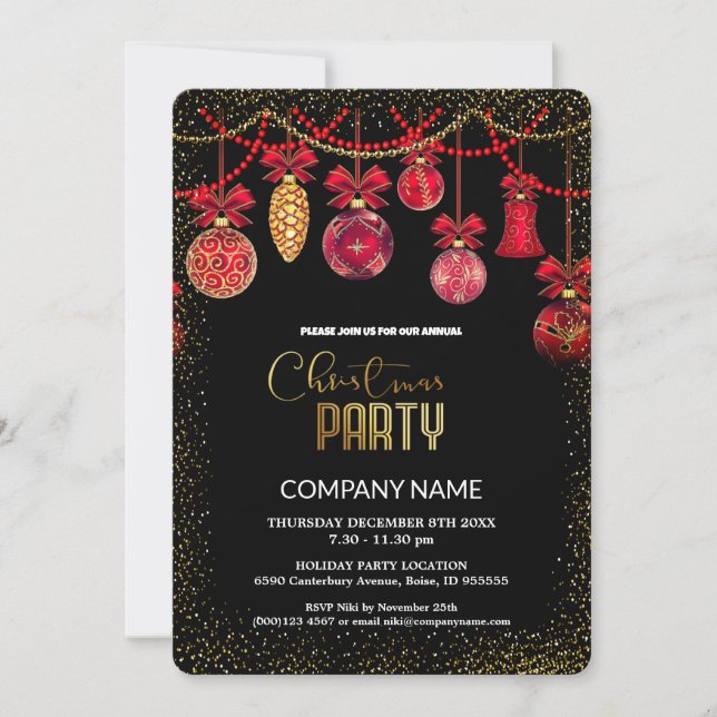 Christmas Red Vintage  ornament diamonds Invitation (Front)