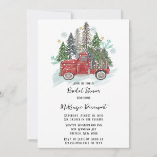 Christmas Red Vintage Truck Bridal Shower Invitation