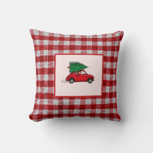 Christmas Red Vintage Truck Cushion