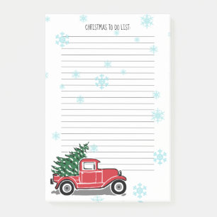 Christmas Red Vintage Truck To Do List Post-it Notes