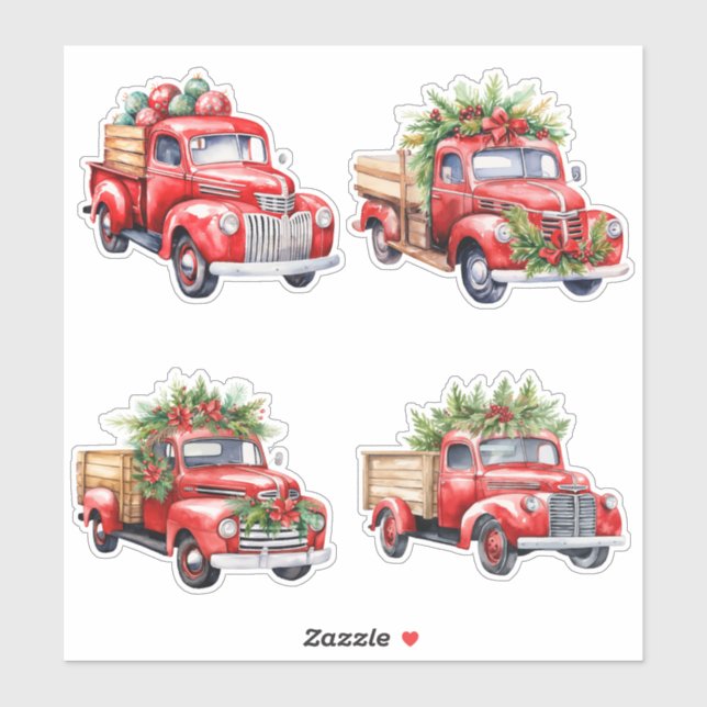 Christmas Red Vintage Trucks (Sheet)