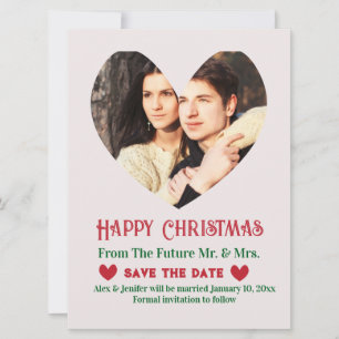 Christmas Red Wedding Save the Date Holiday Card