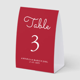 Christmas Red Wedding Table Number