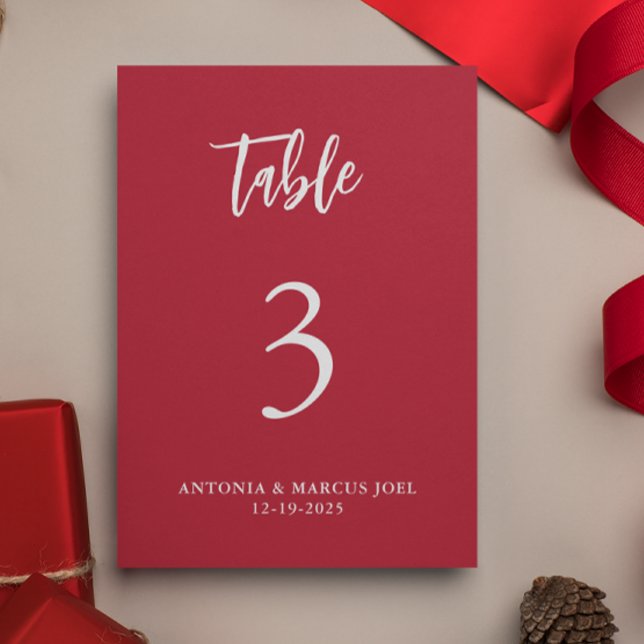 Christmas Red Wedding Table number Card (Creator Uploaded)