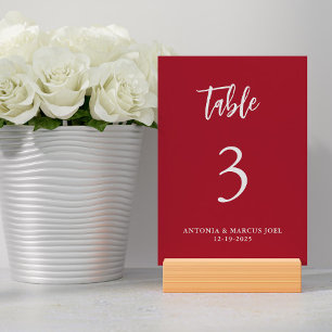 Christmas Red Wedding Table number Card