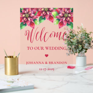 Christmas Red Wedding Welcome Acrylic Sign