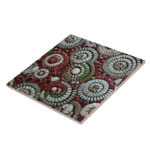 Christmas Red White and Green Marble Abstract Tile