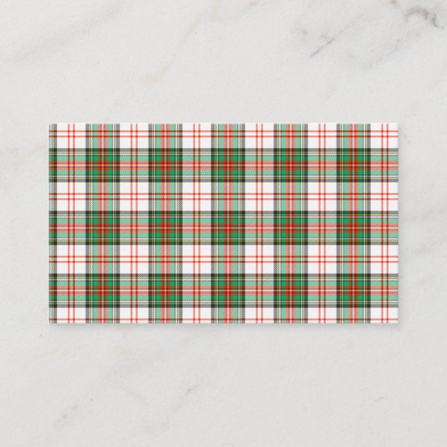 Christmas Red White and Green Plaid Blank Business Card (Front)