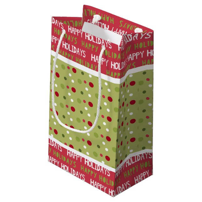 Christmas Red, White and Green  Small Gift Bag (Back Angled)