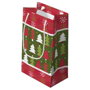 Christmas Red, White and Green Tree Small Gift Bag