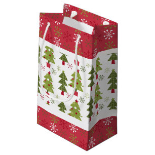 Christmas Red, White and Green Tree  Small Gift Bag