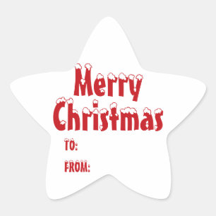 Christmas red white blank to from cute star  sticker