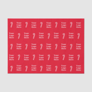 Christmas Red & White Candy Cane Business Logo Tissue Paper