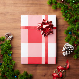 Christmas Red White Check  Wrapping Paper