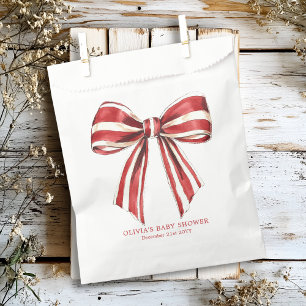 Christmas Red   White Coquette Bow Baby Shower Favour Bags