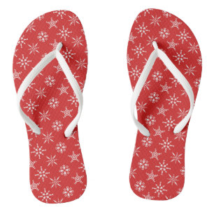 Christmas Red White Elegant Holidays Flip Flops