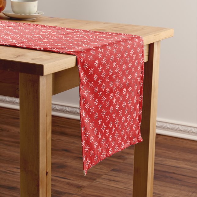 Christmas Red White Elegant Holidays Short Table Runner (In Situ)