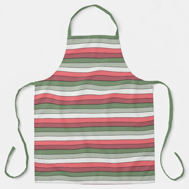 Christmas Red White Green Colour On Textured Paper Apron (Front)