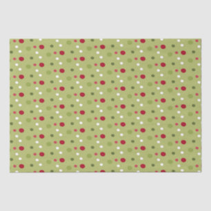 Christmas Red, White Green Dots with Green Backing Tissue Paper