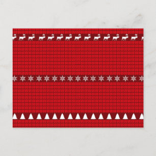 Christmas Red White Knitted Sweater Holiday Postcard