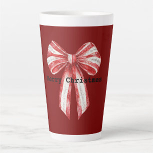 Christmas Red White Peppermint Bows  Latte Mug