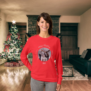 Christmas red white photo names woman T-Shirt