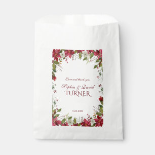 Christmas Red White Poinsettia Frame Wedding Favour Bags
