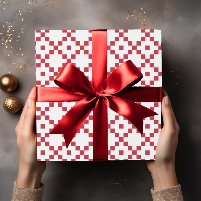 Christmas Red White quilt pattern Wrapping Paper (Creator Uploaded)