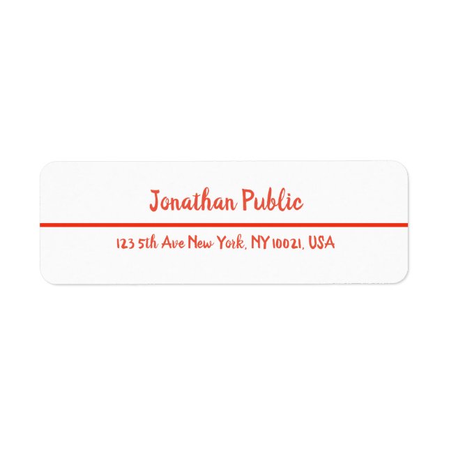 Christmas Red White Script Template Return Address (Front)