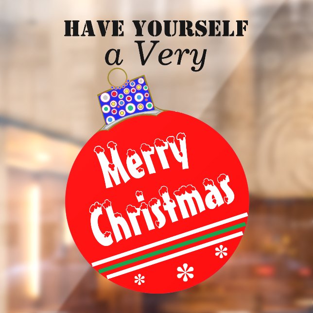 Christmas Red White Snow Capped Ornament Window Cling (Sheet 2)