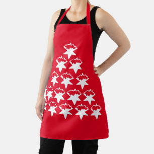 Christmas Red white Snow Stars Tree Apron