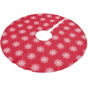 Christmas Red White Snowflake Music Notes Brushed Polyester Tree Skirt