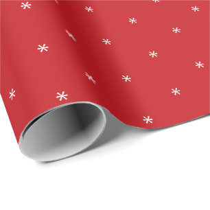 Christmas red white snowflakes cute Holiday gift Wrapping Paper