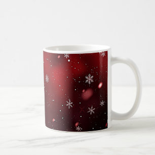 Christmas Red & White Snowflakes Digital Art Coffee Mug
