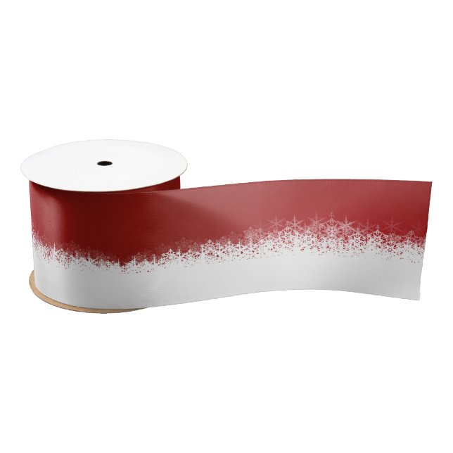 Christmas Red White Snowflakes Pattern Satin Ribbon (Spool)