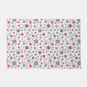 Christmas, red, white, snowflakes, winter doormat