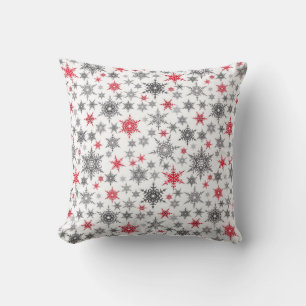 Christmas, red, white, snowflakes, winter, new cushion