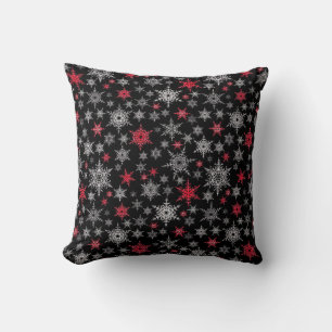 Christmas, red, white, snowflakes, winter, new cushion