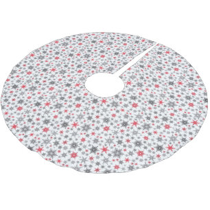Christmas, red, white, snowflakes, winter, New yea Brushed Polyester Tree Skirt
