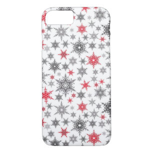 Christmas, red, white, snowflakes, winter, New yea iPhone 8/7 Case
