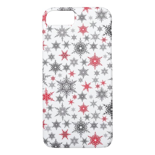 Christmas, red, white, snowflakes, winter, New yea Case-Mate iPhone Case (Back)