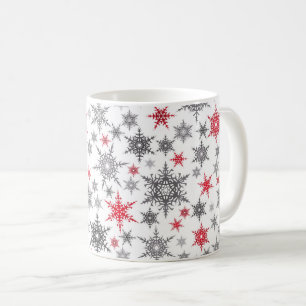 Christmas, red, white, snowflakes, winter, New yea Coffee Mug