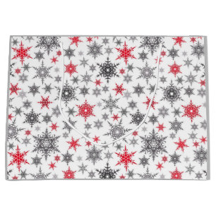 Christmas, red, white, snowflakes, winter, New yea Large Gift Bag