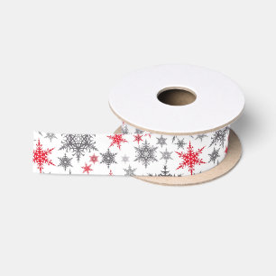 Christmas, red, white, snowflakes, winter, New yea Satin Ribbon