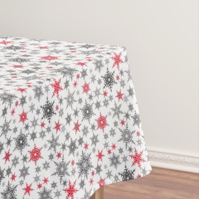 Christmas, red, white, snowflakes, winter, New yea Tablecloth (In Situ)